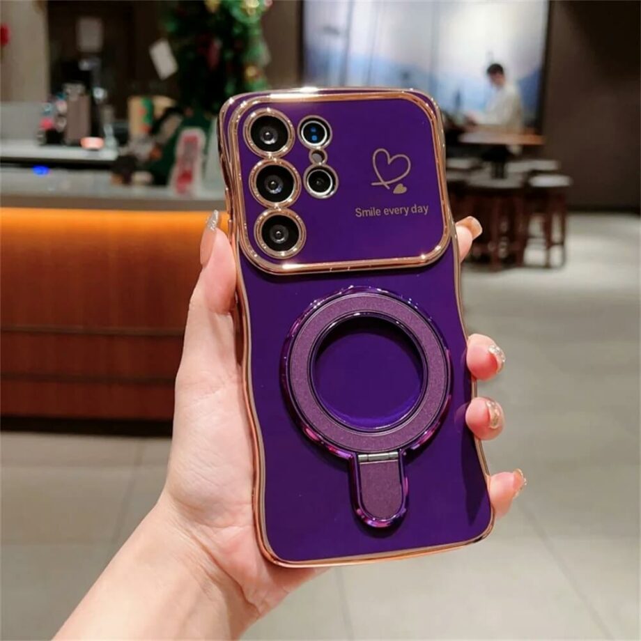 Dark Purple Wave Frame MagSafe Samsung Phone Case