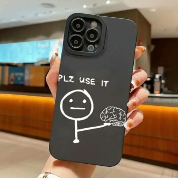 Funny PLZ Use It Brain Meme Matte Shockproof iPhone Case