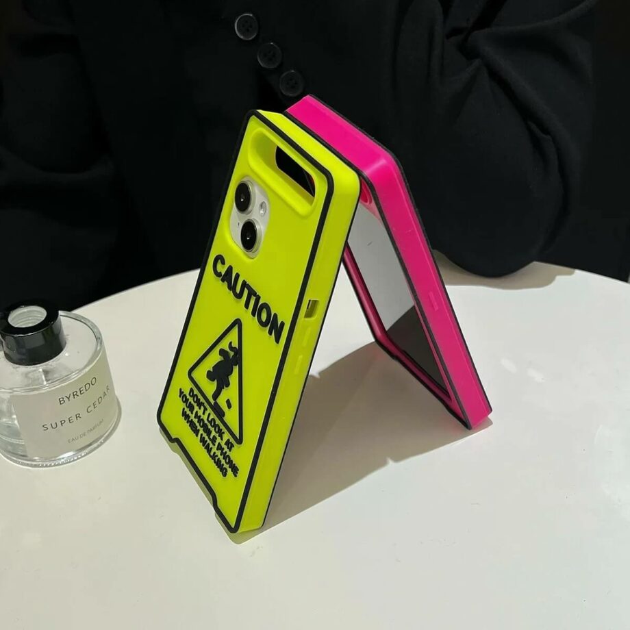 Glow In The Dark Caution Sign Phone Case for iPhone Series