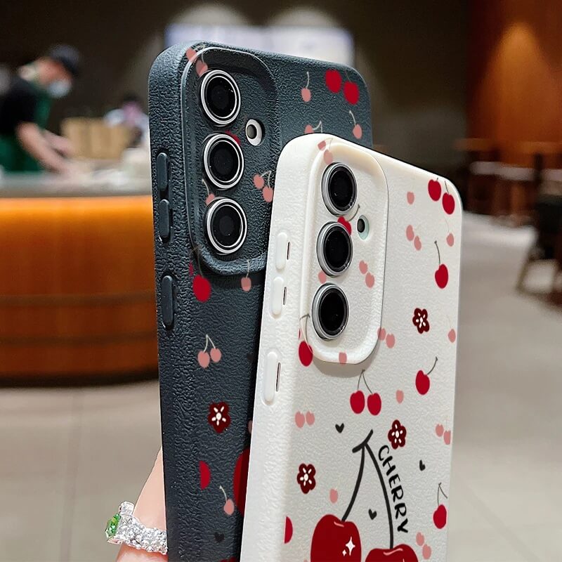 Red Cherry Soft Silicone Phone Case for Samsung Series