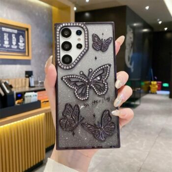 Sparkling Glitter Bling 3D Rhinestone Butterfly Phone Case