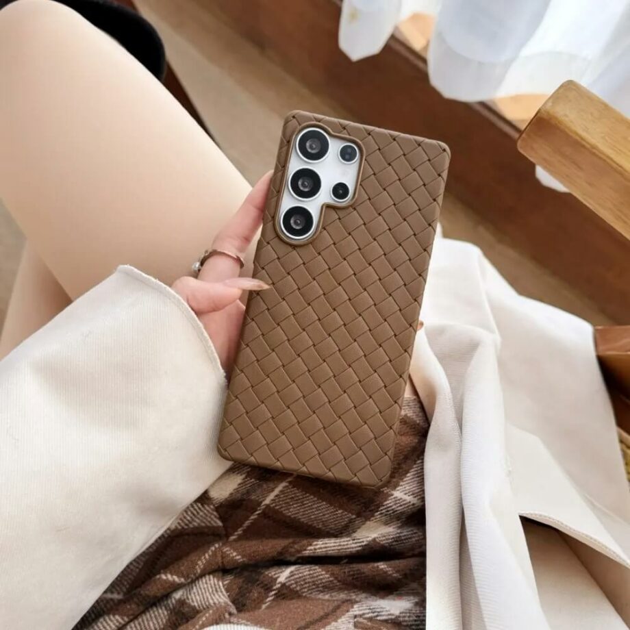 Woven Silicone Phone Case with Heat Dissipation - Brown